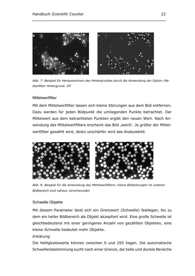 Median and mean filters for image preprocessing